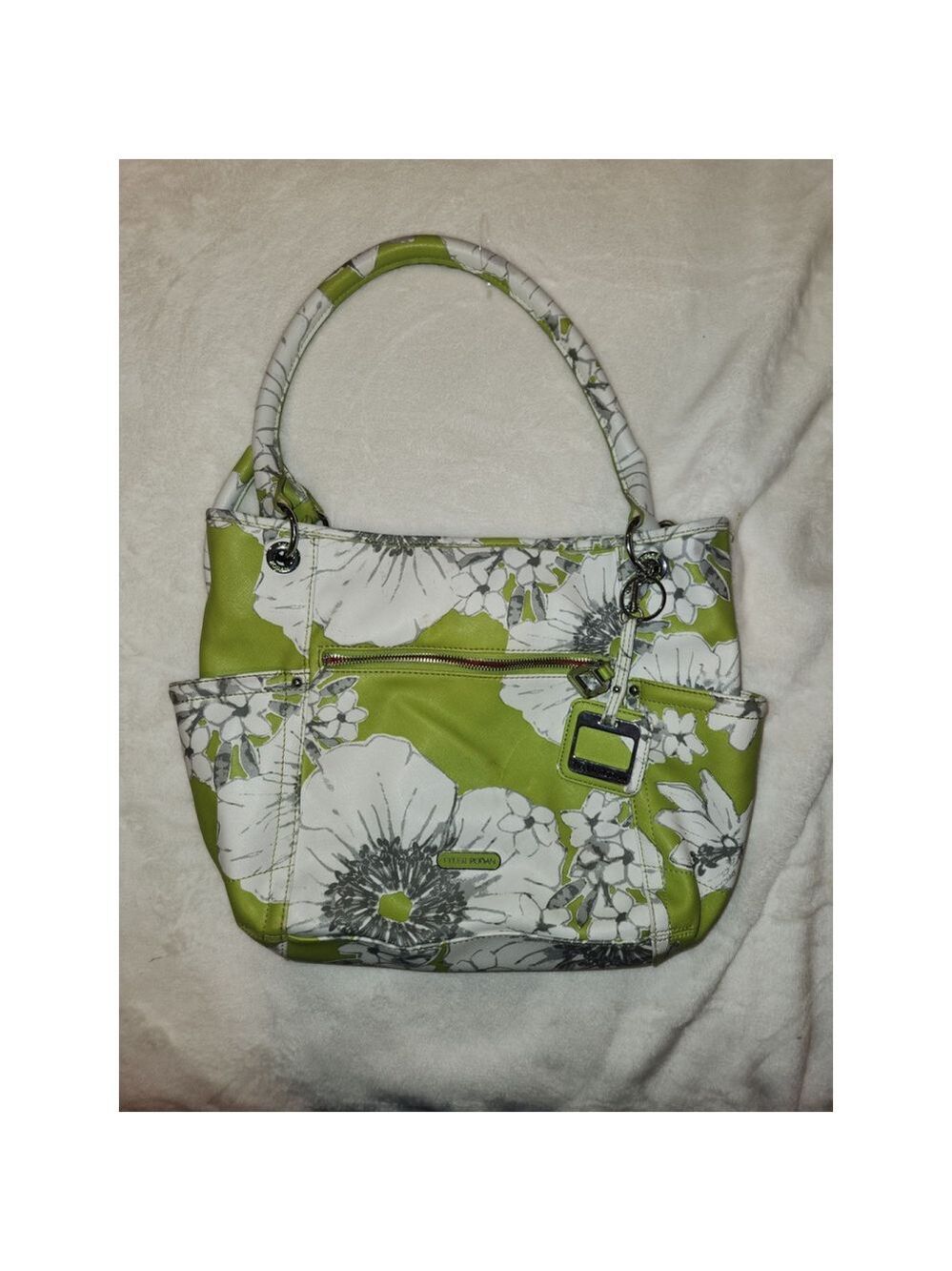 Tyler Rodan Green White Floral Tote Bag - Picture 2 of 9